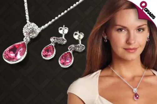 From QR69, Be Crystallized in Color with Jewelry Sets - Available in Blue OR Pink Crystal! (Up to QR139 Value)